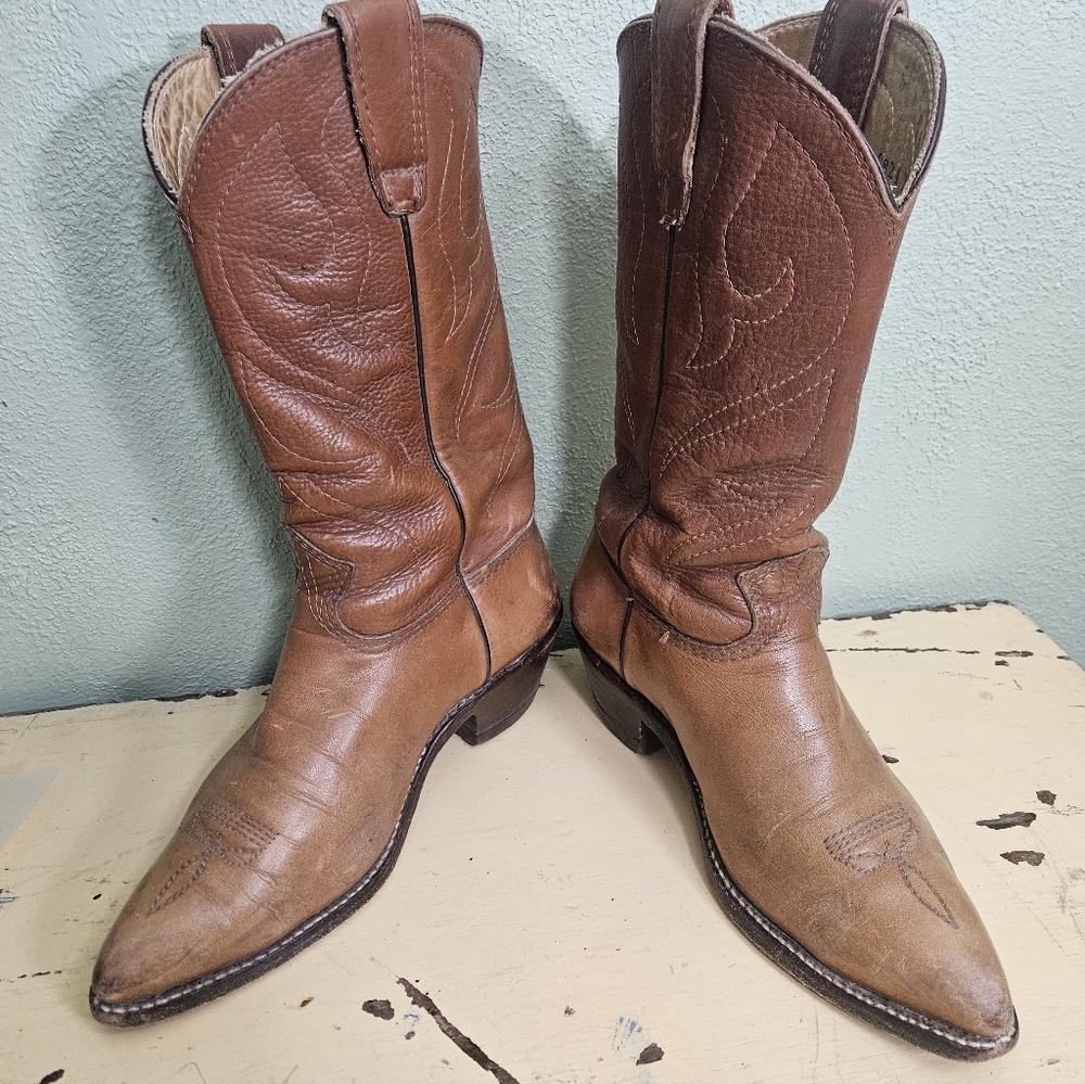 Men's Stewart Handmade Brown Leather Western Cowboy Boots